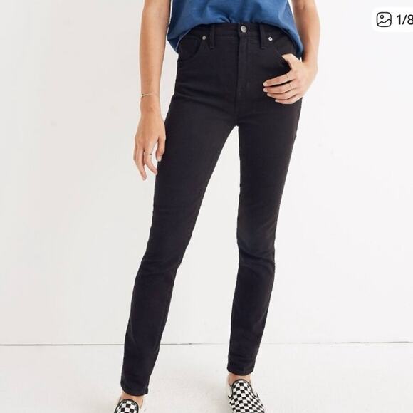 Madewell jeans Denim size 26 10” high rise high rise stretch Black Skinny Jeans - Picture 1 of 9